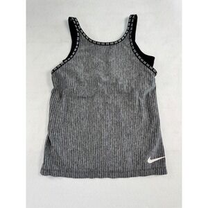 Nike Dri-FIT Womens Gray Striped Double Layer Tank Top Built-in Bra Large